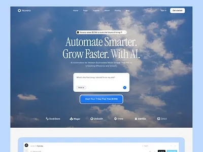 Novera – SaaS Analytics Landing Page Design 3d animation branding design figma graphic design illustration logo motion graphics typography ui ux vector