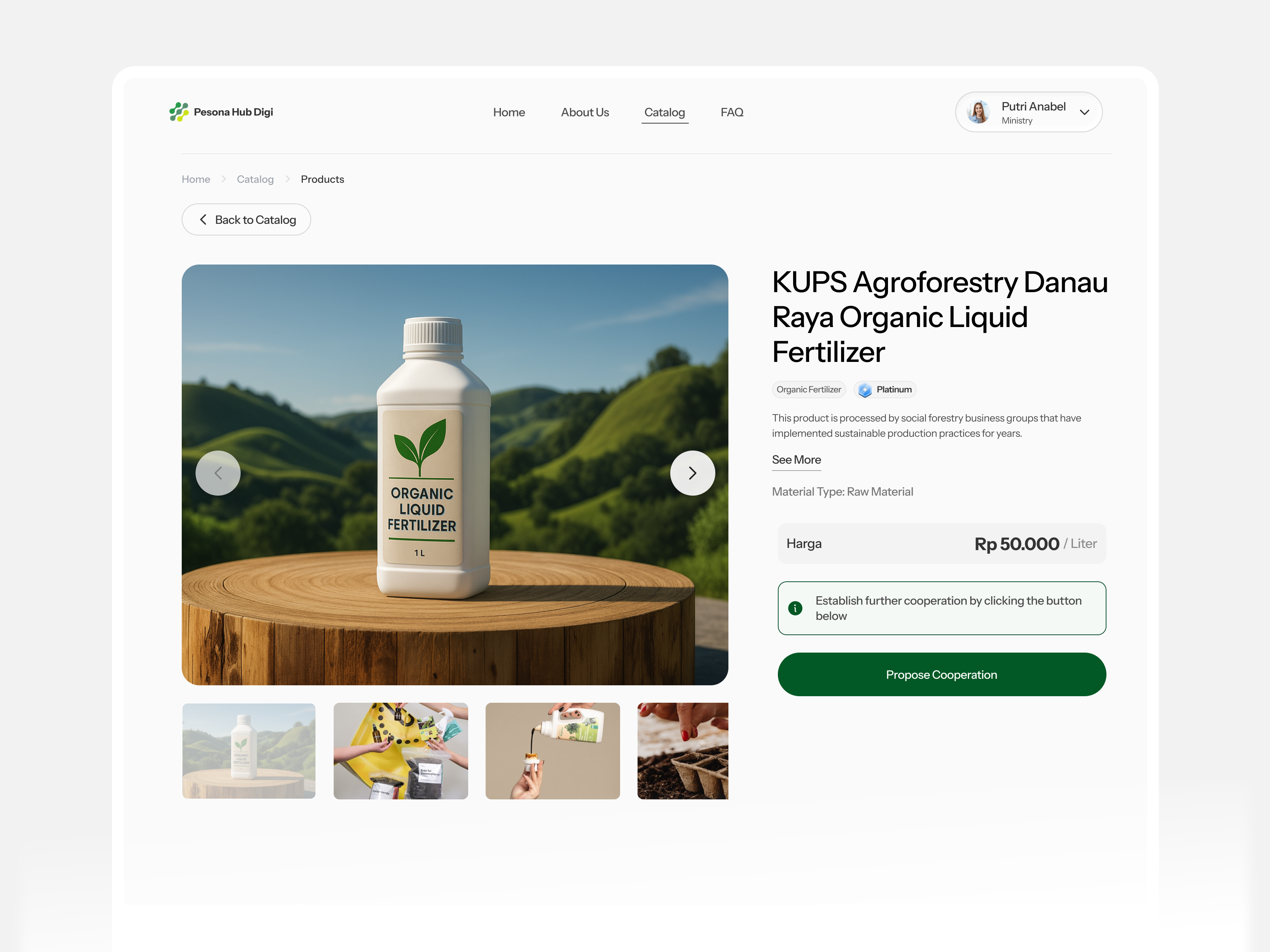 Pesona Hub Digi — B2B Product Detail Page & Cooperation Proposal detail product ui ux web