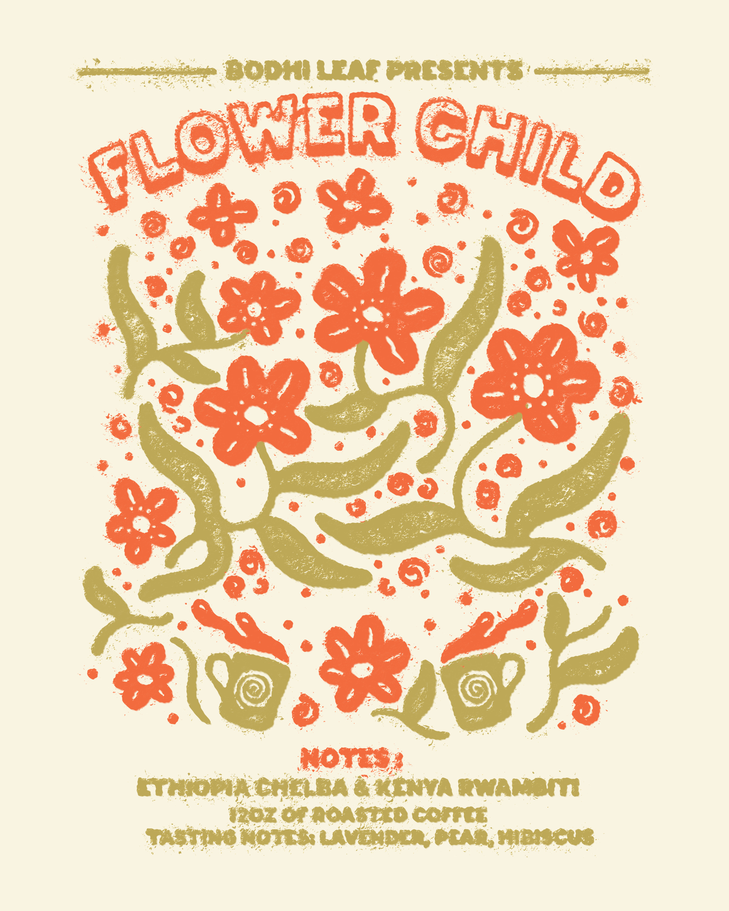 Coffe Label for Bodhi Leaf Coffee artwork branding coffee label flower design graphic design illustration retro design vintage vintage design