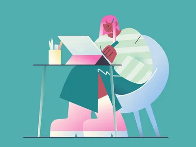 Artist 2d after effects animation character animation character design designer designers desk digital artist drawing graphic design illustrator interior designer motion design motion graphics occupation pen stationery stylus tablet woman sitting