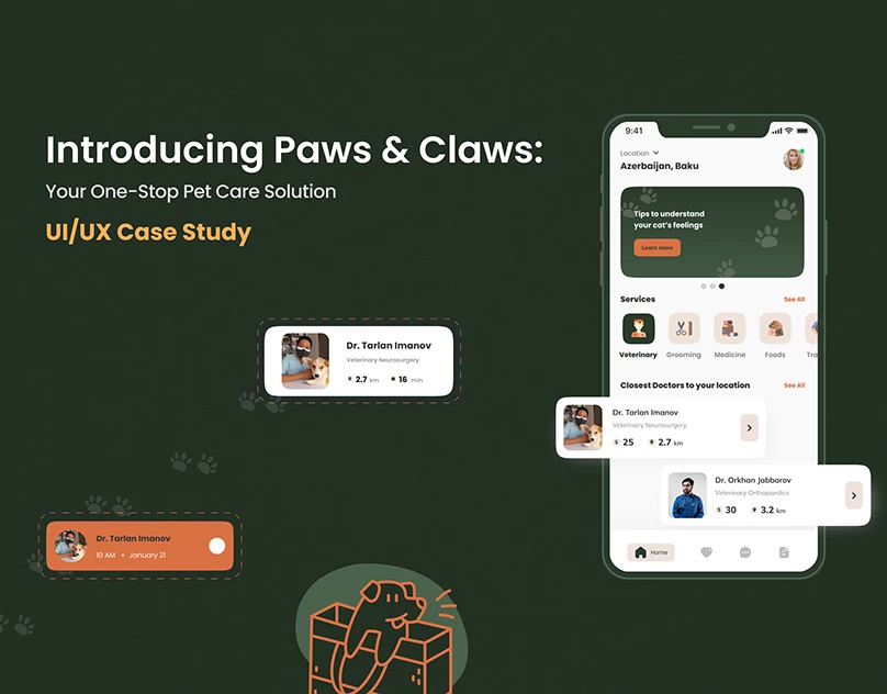 Paws & Claws Pet Care Solution Mobile App app design graphic design illustration ios app mobile app petcare petcareapp pets petshop petstore ui ux vector zoomarket