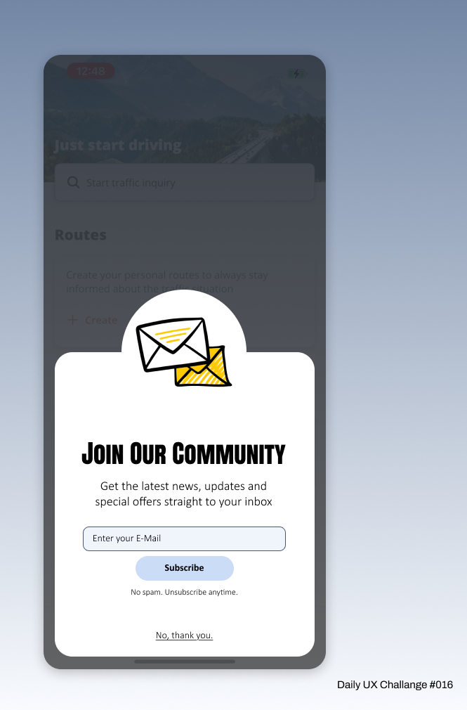 Daily UX Challenge #016 - Popup Overlay