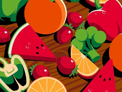 Freshness, arranged adobe clean food foodillustration fresh illustration illustrator muti vector vegetables vibrant watermelon