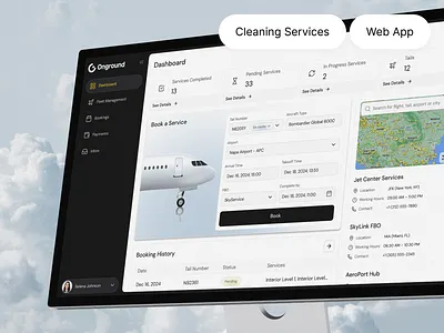 Onground - Private Jet Cleaning Platform branding design illustration jet logo management saas ui ux web website