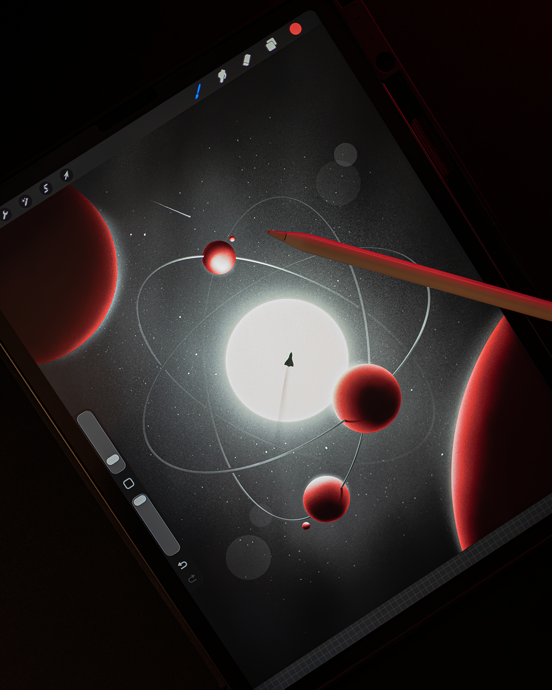 space atom 2d design illustration procreate space texture