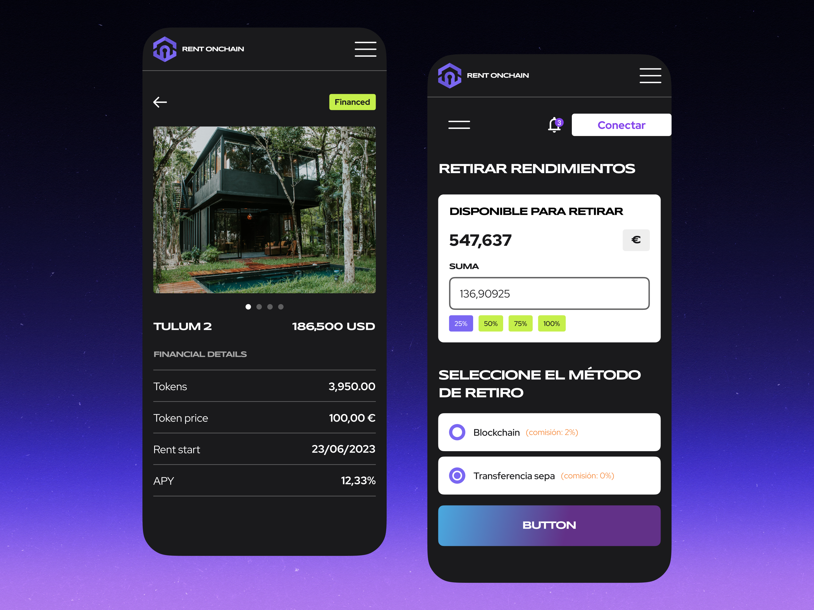 Example of RWA Tokenization Platform. Web3 Real Estate UI/UX Case Study