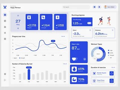 Workout Tracker Dashboard 💪📊 cardio workout dark mode dashboard design exercise duration fitness app fitness dashboard fitness journey health metrics heart rate monitor hiit training liftup mobile app personal best progress tracking running progress strength training ui weight tracking workout tracker workout types