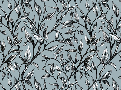Seamless floral pattern of leaves design drawing hand drawn illustration leaves pattern seamless