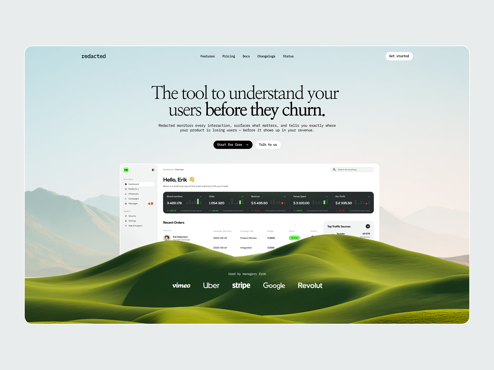 SaaS Landing Page Design | Product Analytics Platform (UI/UX)