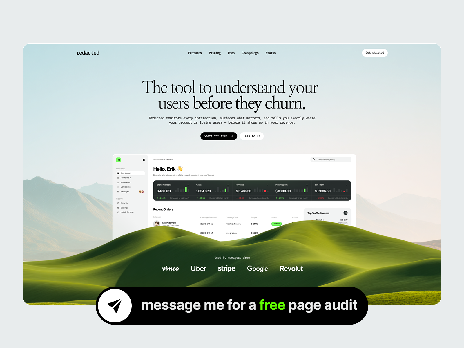 Example of Landing Page Design For Startups
