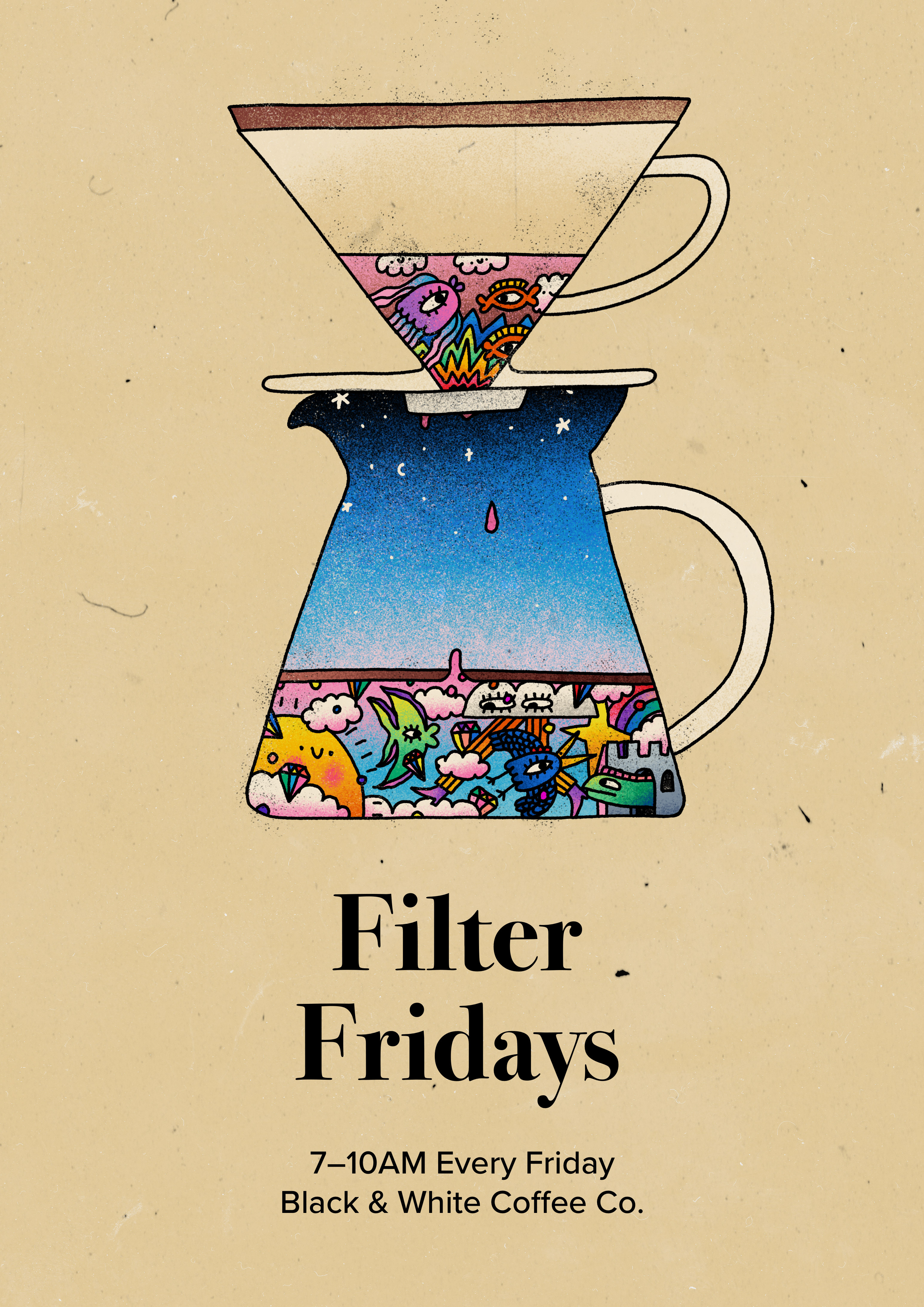 Filter Fridays branding coffee design doodle illustration poster procreate