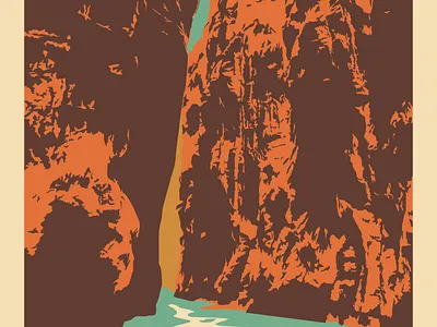 Zion Narrows - WPA Style illustration outdoors retro vintage wilderness zion narrows zion national park