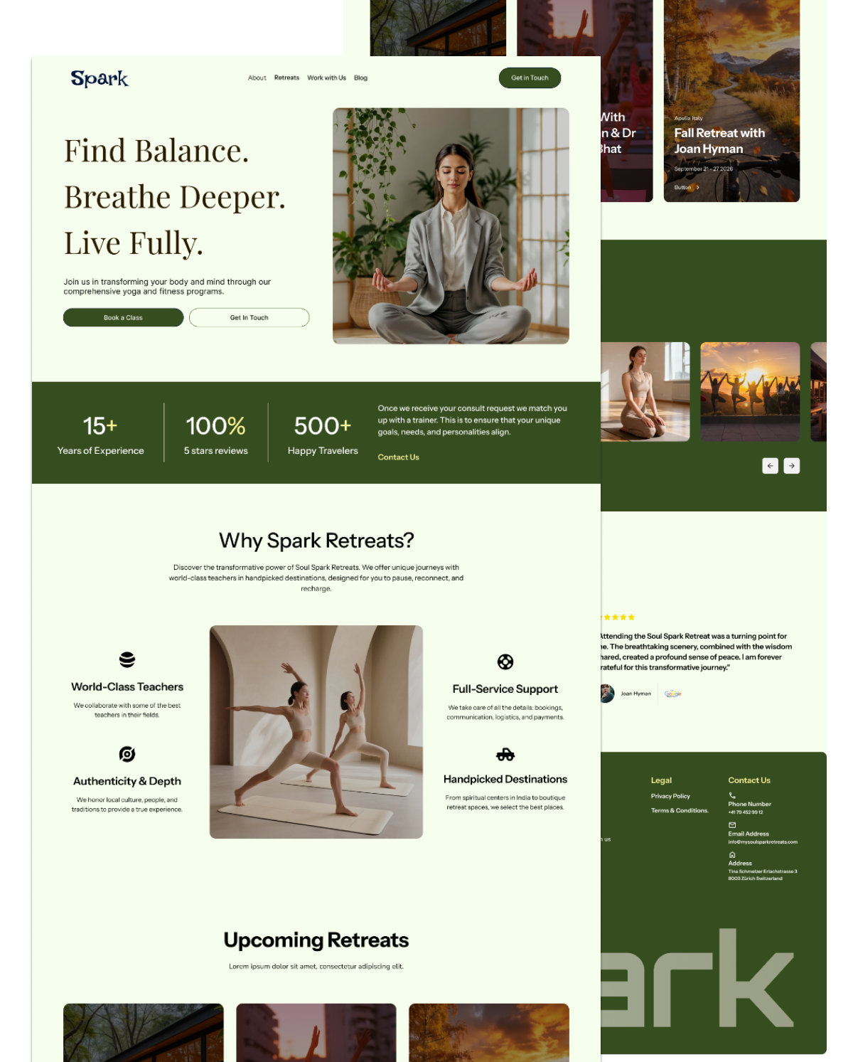 Spark Yoga Retreat Website – Modern Wellness Landing Page figma fitness landing page uiux user experience web design website design wellness yoga