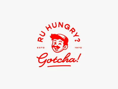 RU HUNGRY? Visual Identity burger food gotcha hungry icon logo mark mascot sandwich symbol