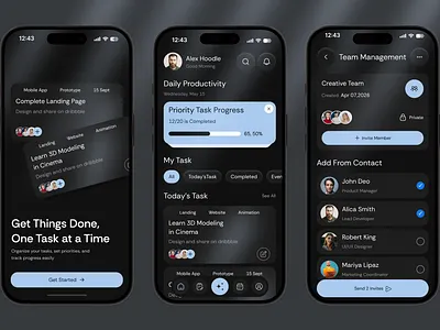 TaskFlow — Productivity & Team Management Mobile App UI case study dashboard ui interface mobile mobile app design product productivity app ui project management saas app design startup s task management app team management app ui ui ux design ux