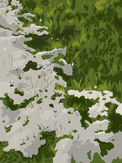 melting snow on fresh grass 2d ambiance artwork green illustration nature procreate studioghibli