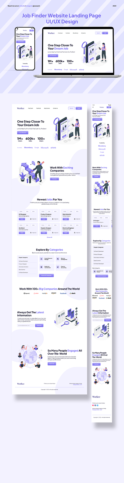 Job Finding Website Landing Page adobe xd app design figma landing page ui ui design web design