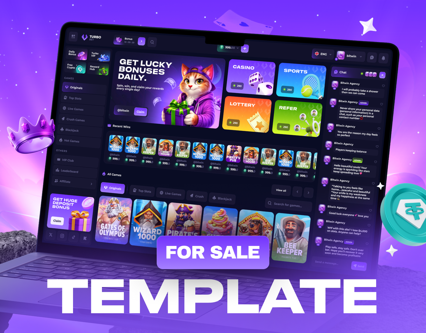 Casino Template - TurboBet betting design casino casino design casino interface casino template casino ui casino website gambling gaming igaming slots ux