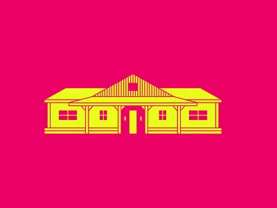 Country Ranch House Illustration barn house illustration bold colors building illustration country architecture country house country ranch farmhouse art farmhouse design farmhouse illustration flat house illustration flat vector graphic design house artwork minimal illustration neon style ranch architecture ranch home ranch house rural house vector illustration
