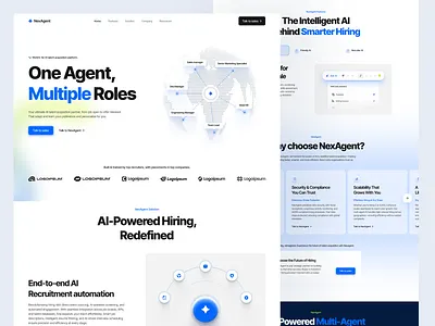 NexAgent - AI Agents Website ai ai agent website ai website app design design hr rumen landing page landing page design mobile mobile app saas saas web design saas website ui ux web web design website website design