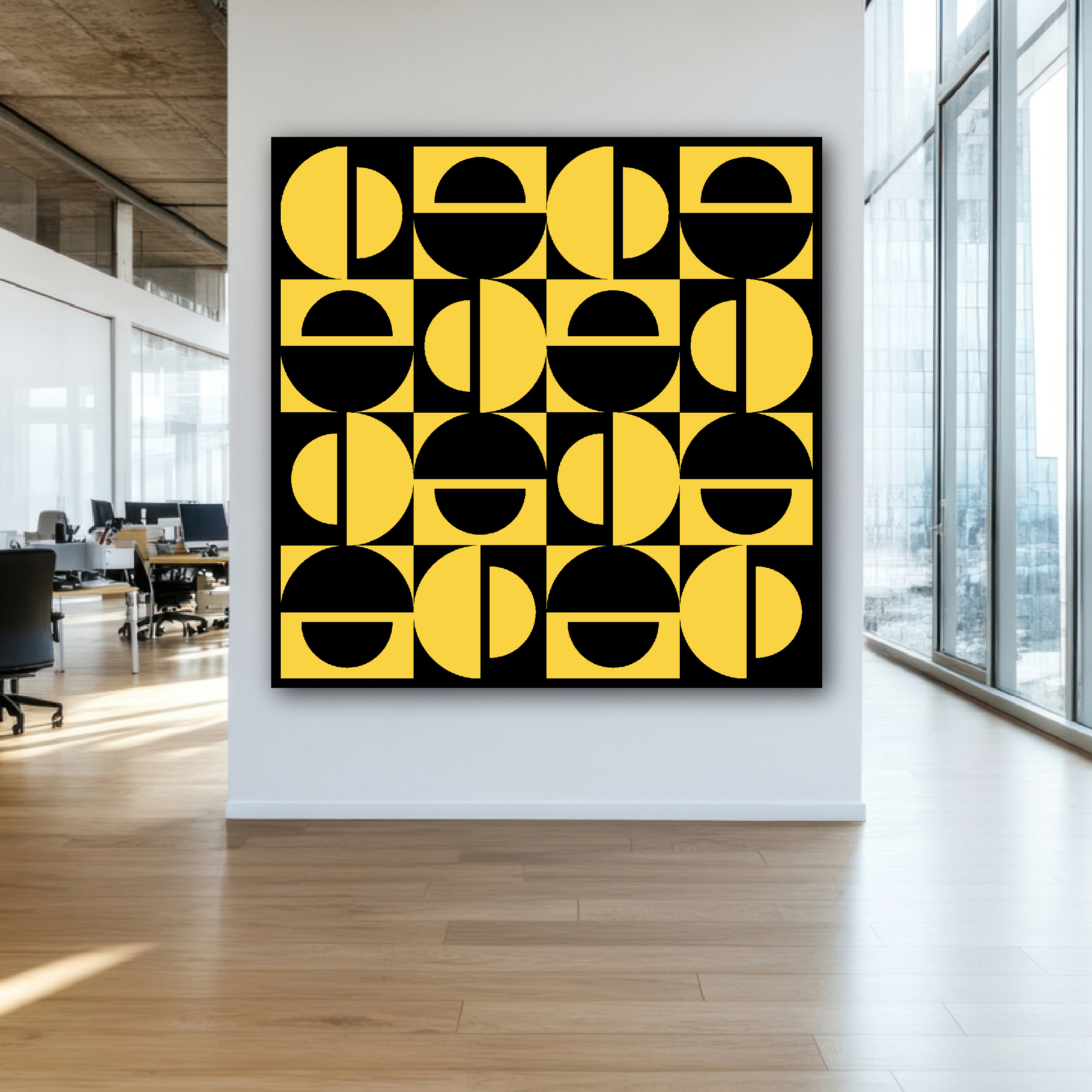 Doc Labs - Geometric Art - Circles - Yellow/Black abstract art art gallery circles circular contemporary art design digital art geometric geometric art geometric background geometric pattern illustration minimalist art vector design wall art