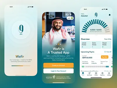 Wafir Mobile App UI — Fintech Dashboard & Onboarding Experience app design banking app dashboard ui finance app fintech ios app mobile app mobile app design mobile app ui mobile ui mvp onboarding product design saas ui deign ux design