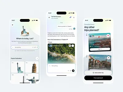 Tripzen — AI Travel Planner (Chat Planning Experience) app app design app ui artificial inteligent app booking app card chat chat app chatbot clean design destination flight holiday mobile tikets ui uiux ux vacation