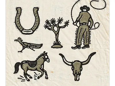 A Set of Western Graphics artwork branding cowboy cowboy art design graphic design illustration outlaw retro design vintage vintage design vintage illustration western