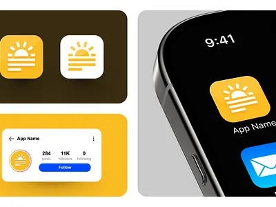 Rise - Morning Productivity News App Icon app icon brand identity clean design daybreak graphic design habit tracker iconography ios icon logo design minimalist logo mobile app modern logo morning routine news app productivity app saas logo sun logo ui design vector art yellow logo