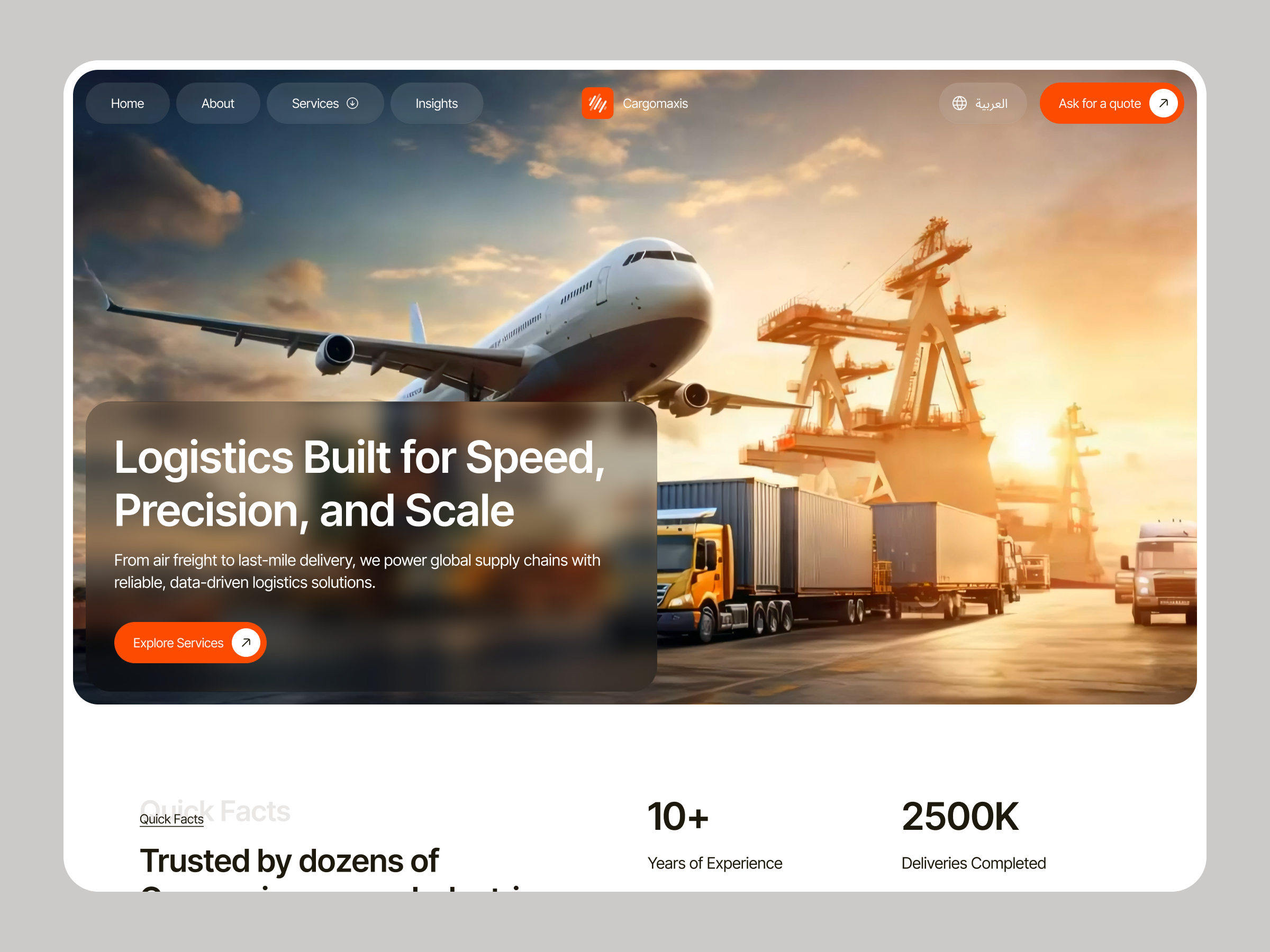 B2B logistics corporate website template b2b cargo clean crm design interface landing page logistics minimal modern startup tracking transportation ui ux web design website