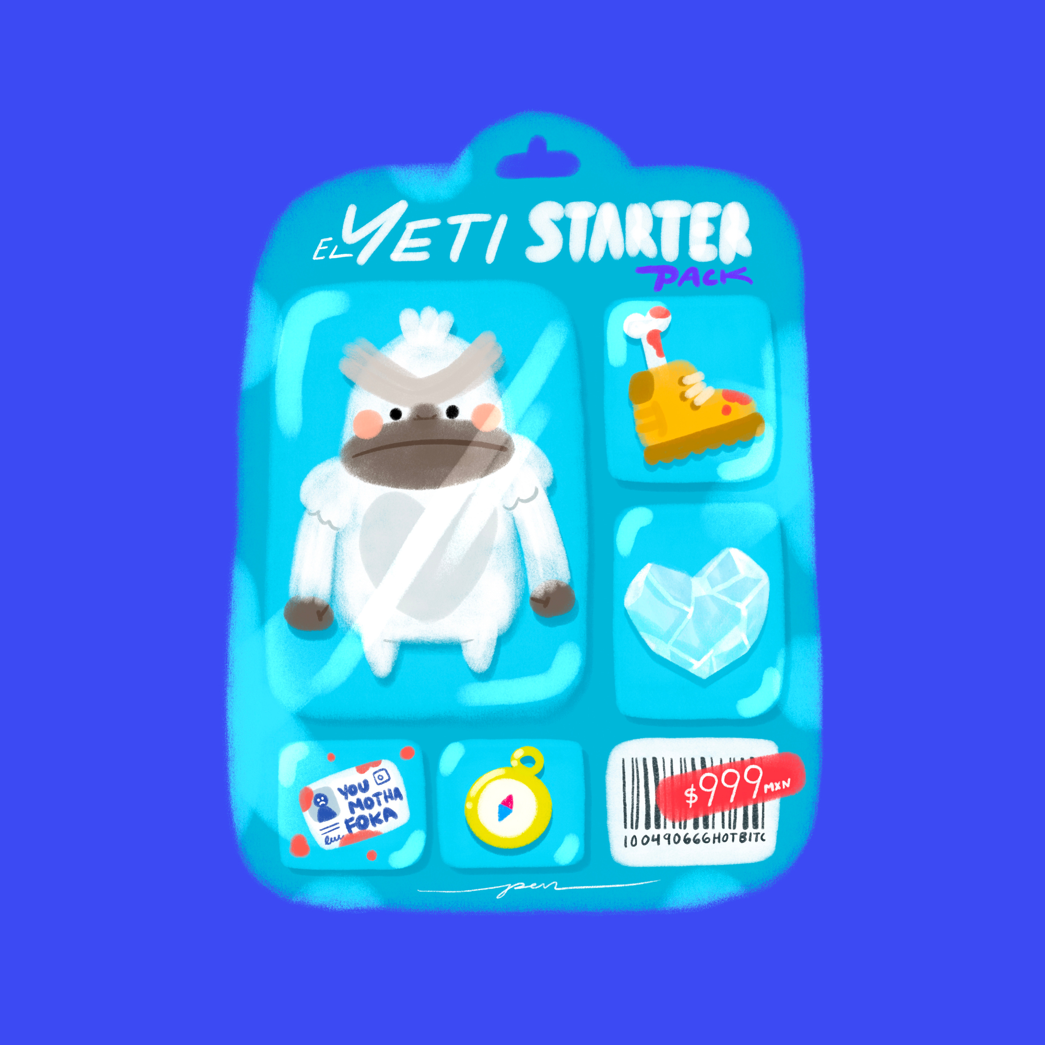 Yeti Starter Pack big cartoon character cold color cute design foot heart illustration pack snow starter yeti