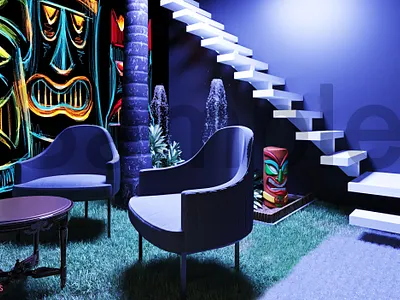 3D Architecture Design for a Tiki Bar 3d 3d modeing 3d rendering 3dmodeling animation branding design illustration ui visualization