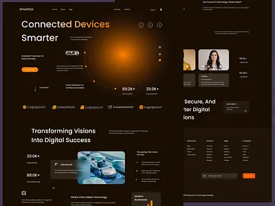 Cloud Technology & Connected Devices Landing Page 🚗☁️ automotive tech big data brand partners cloud computing cloud technology connected devices connected vehicles dark mode digital success digital transformation hero section iot landing page remote work security smart car smartcar tech innovation trust metrics ui