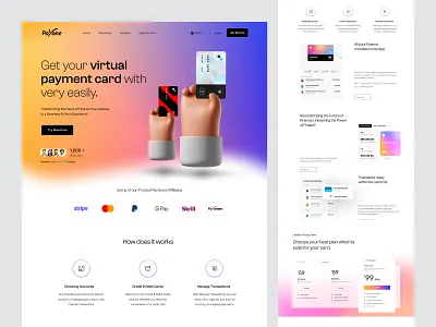 SaaS Website Design -Virtual Payment Card bank banking finance fintech landing page landing page design modern design oripio payment method product design saas saas landing page saas website ui uiux virtual payment card web web design website website design
