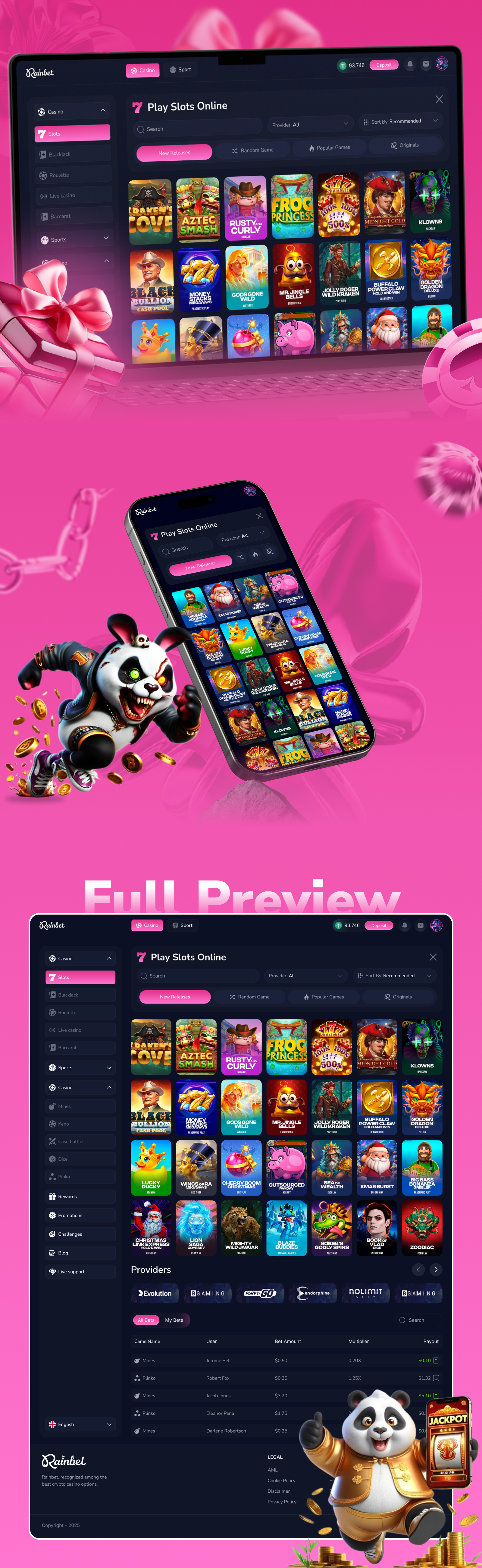 Slots Game Platform UI | Dark Mode Casino Experience betting app casino casino game dark ui gambling game gamedev gaming platform igaming modern ui neon ui product design slot slot game slot game design slots slots game web app design web design website