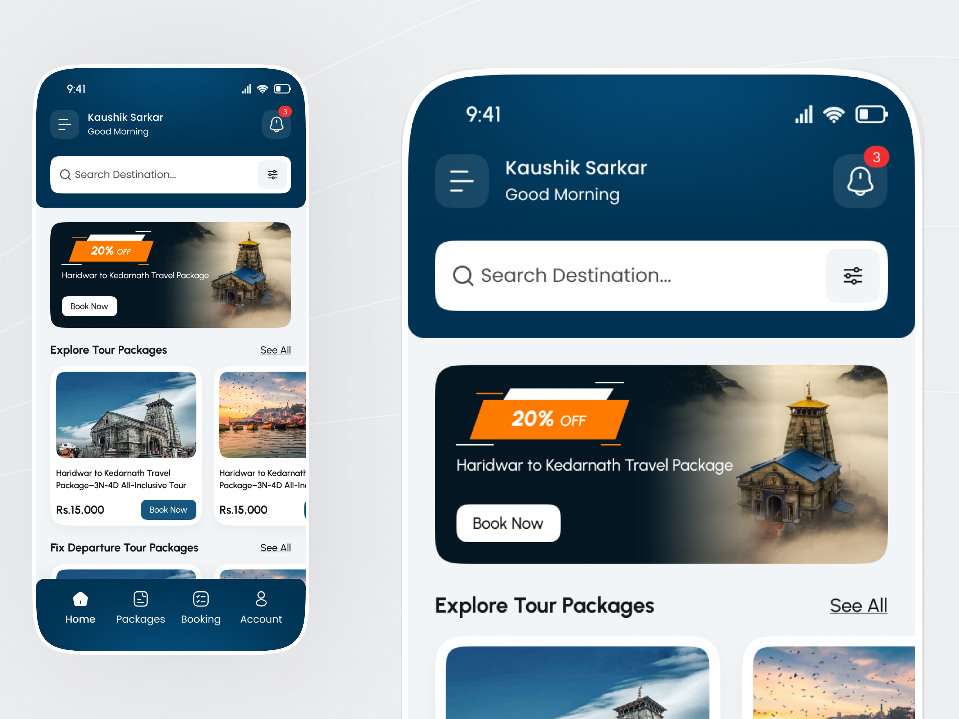 Travel App Exploration Screen UI