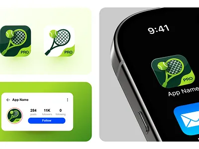 Tennis Score - Sports Tracker & Android | iOS App Icon app icon app store icon brand identity clean design design fitness ui graphic design green logo iconography illustration ios app icon ios icon logo design mobile app design pro sports score tracker sports icon tennis app tennis logo ui
