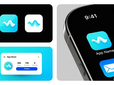 Ai Audio SaaS App Icon | Android & iOS App app icon audio wave brand identity clean design cyan logo design graphic design iconography illustration ios icon logo design meditation app minimalist audio music app saas brand sound icon streaming ui tech icon ui wave logo