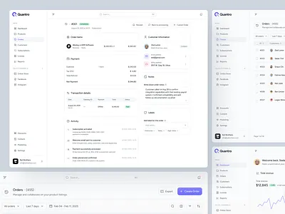 Quantro - E-commerce Order Management Dashboard admin panel analytics dashboard b2b design crm dashboard design data visualization design ecommerce dashboard ecommerce design order management order management dashboard product design saas saas design saas product startup design ui uiux design web app design web application