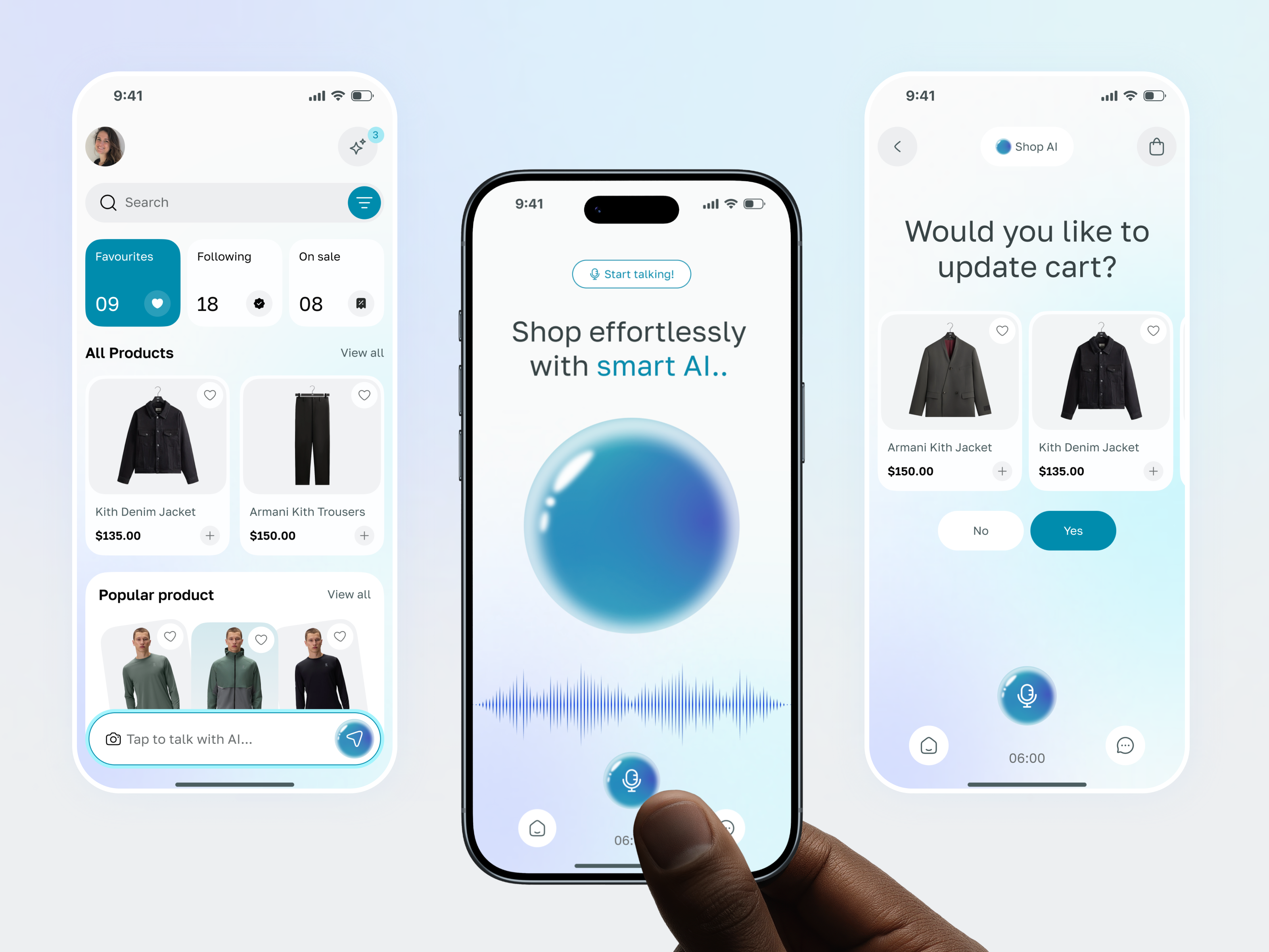 AI Voice Smart Shopping Mobile App UI
