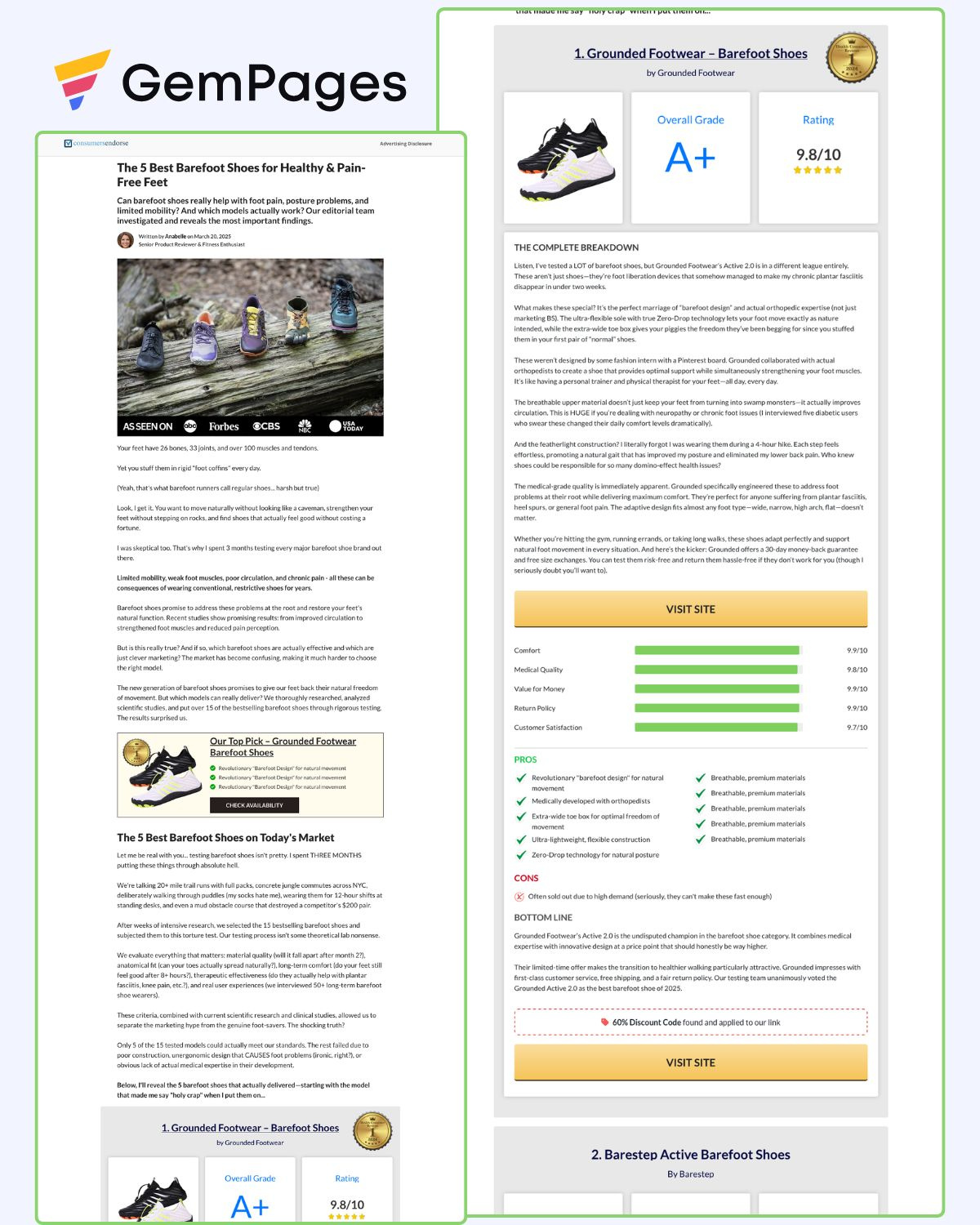 5 Best Barefoot Shoes Comparison Page | Gempages Template gempages gempages expert gempages template shopify shopify expert