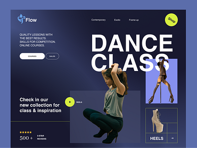 Flow dance studio branding design graphic design landind logo screen ui