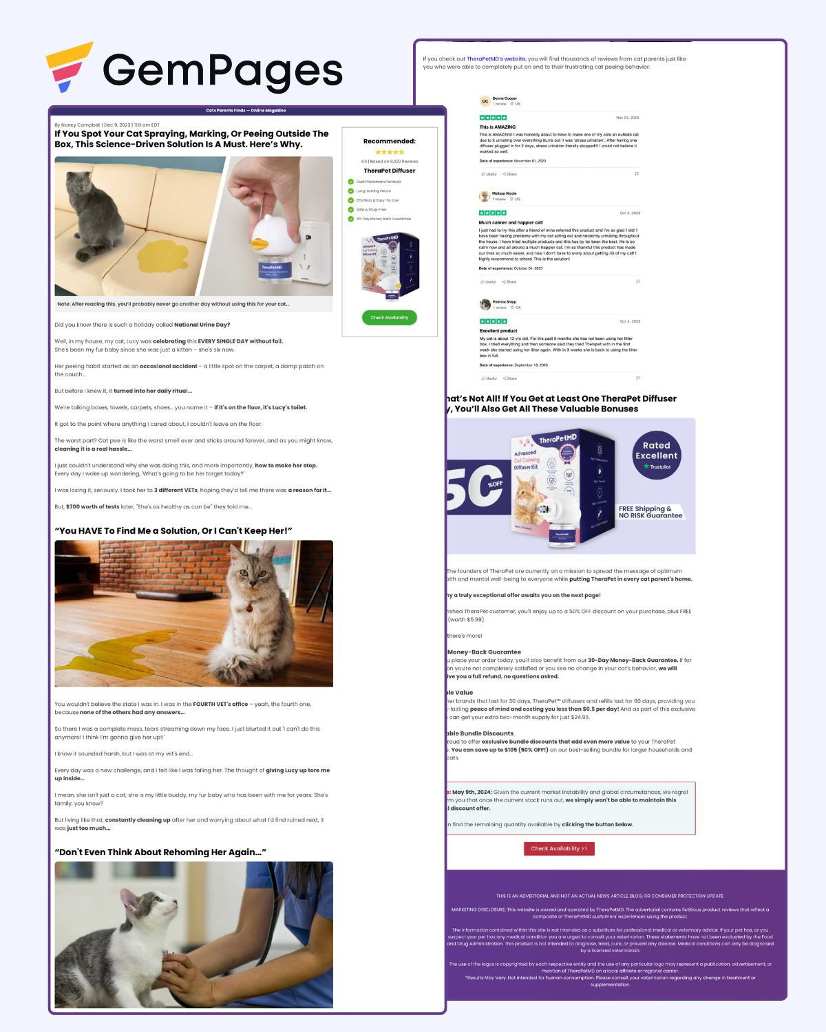 TheraPet Diffuser Advertorial Page | Gempages Template gempages gempages expert shopify shopify expert