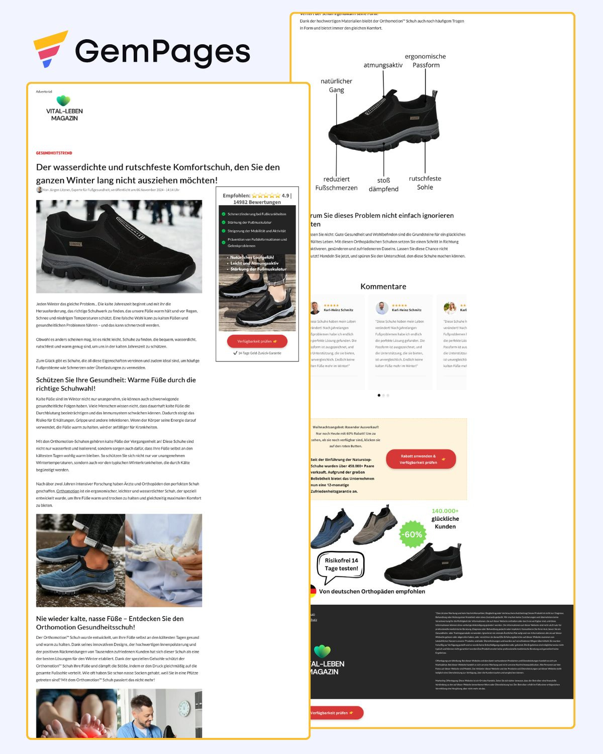 Vital Leben Magazine Advertorial Page | GemPages Template gempages gempages expert shopify shopify advertorial page shopify expert