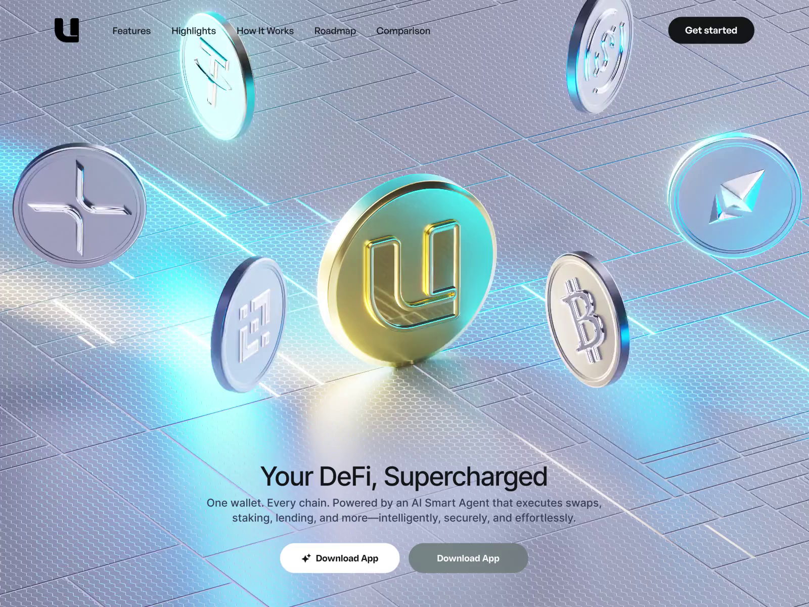 Example of UNUS Landing page web design 3D animation