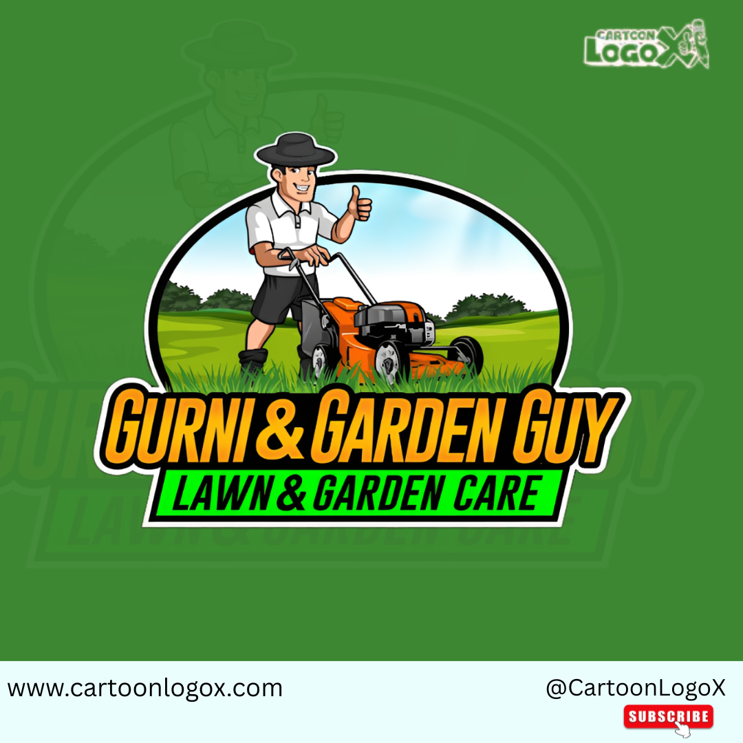 Lawn Care Logo Design | Gurni & Garden Guy – CartoonLogoX brand identity branding cartoon logo creative branding custom logo designer gardening graphic design land scaping lawn care logo logo design logo inspiration mascot logo
