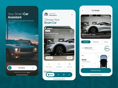 Smart Car Assistant Mobile App Design android app design auto automobile car car assistant car assistant app cars clean concept home screen interface ios minimalistic mobile mobile design product design truck uiux vehicle