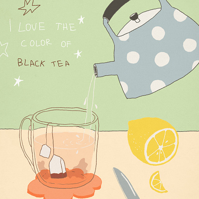 black tea 2d artwork comic illustration procreate