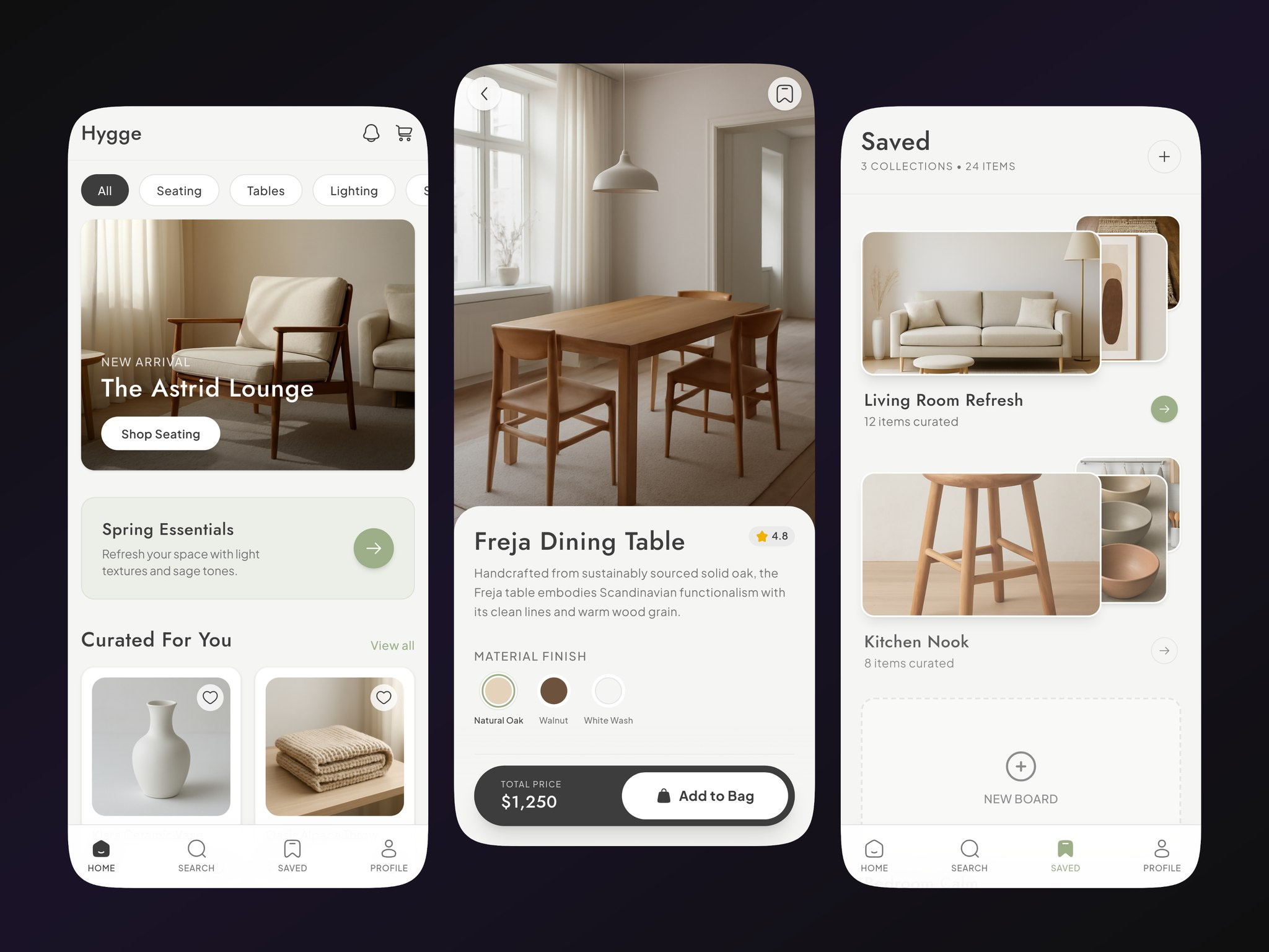 Ecommerce Mobile App UI | Scandinavian Furniture Minimal Store
