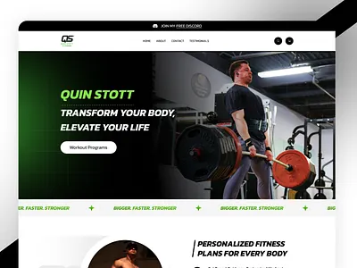 Quin Stott Fitness | Website Design figma design landing page design web design website development